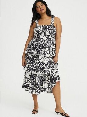 Torrid 0X Ruffle Strap Tiered MIDI Dress NWT